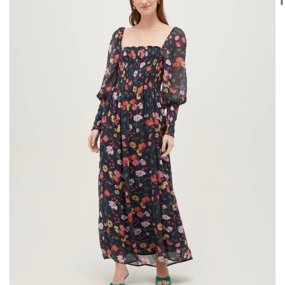 Hill House Black Floral Long Sleeve Dress